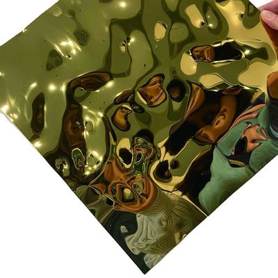 Cor personalizada SS304 Espelho Ouro Efeito de Água Aço inoxidável Decorativo Lata de ondulação de água para decoração de restaurante