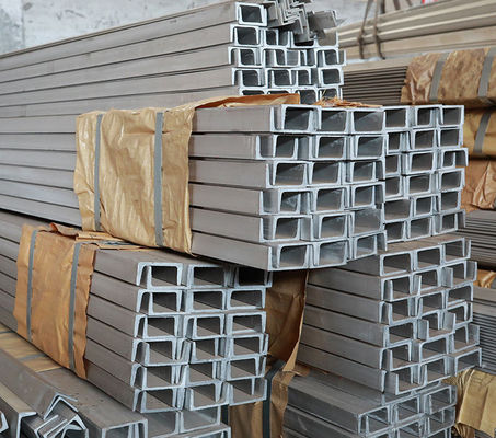 Canais de perfis U C de aço inoxidável laminados a quente ASTM 304 316L com peso real e espessura de 4,5-14,5 mm
