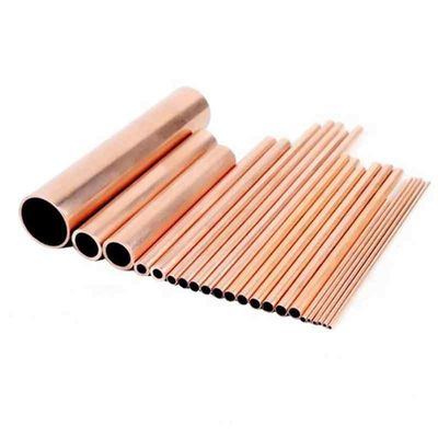 Tubo de cobre sem costura 0.1mm 50mm espessura 10 pés de comprimento para soldagem de cobre- Fos Brasagem de cobre liga Cu Min 99,9%